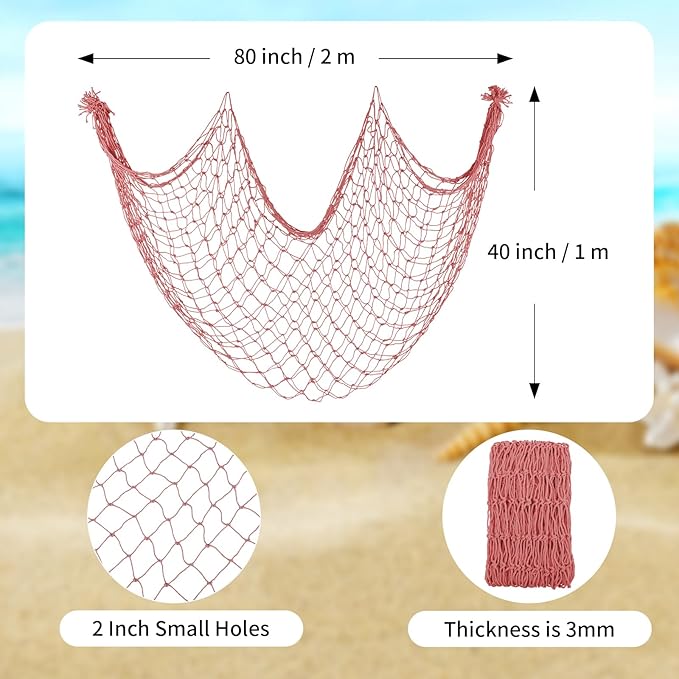 2 Pack Fish Net Decorations for Party