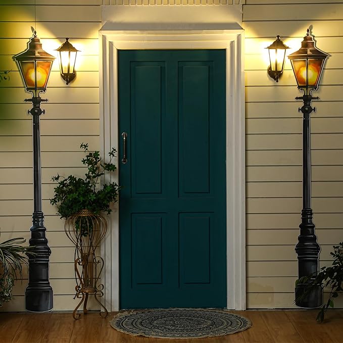 Honoson 4 Pcs 6' Tall Mardi Gras Lamp Post Cutouts Winter Vintage Life Size Lamppost Photo Props New Orleans Carnival Street Light Wall Decorations for Masquerade Party Backdrop Home Decor (Cardboard)