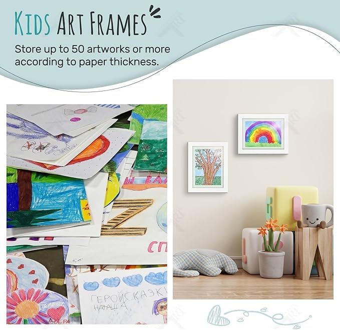 Golden State Art, 9x12 Kids Art Frames, Front-Opening Picture Frame Great for Kids Drawings, Artworks, Children Art Projects, Schoolwork, Home or Office (White, Set of 2)