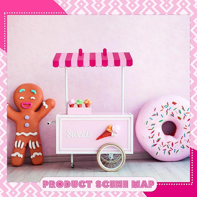 Boao 4 Pack Circus Awning Decoration 3D Stripe Cardboard Awning Carnival Wall Decor Circus Party Favors for Lemonade Stand Bakery Ice Cream Truck Bulletin Board Decor(Rose Pink and Pink)
