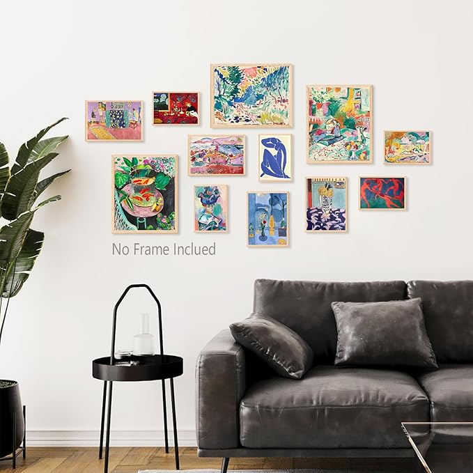 Matisse Wall Art Prints, Matisse Canvas Wall Art Decor, Vintage Eclectic Wall Posters Set, Colorful Matisse Abstract Painting Wall Decor Aesthetic for Bedroom Living Room Collage Decor 12Pcs(Unframed)