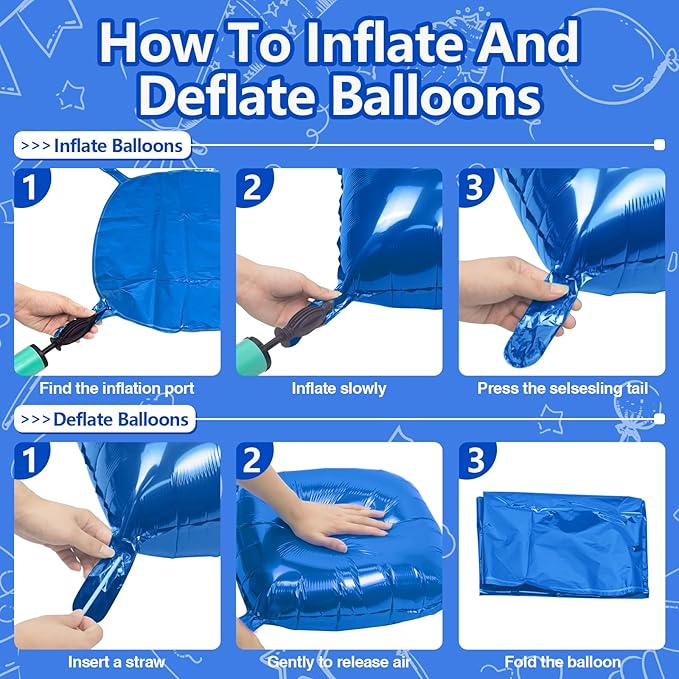 NISOCY 25PCS Blue Square Foil Balloons Wall Backdrop Double Sided Dark Blue Balloons Tunnel Arch Kit for Birthday Baby Shower Graduation Wedding Anniversary Party Decoration