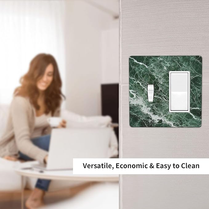 Outlet Covers Forest Marble Dark Green With White Vein 1 Toggle 1 Rocker Combination Decorative Wall Plate Electrical Switch Plates Light Switch Cover Plate For Bathroom Kitchen Decor