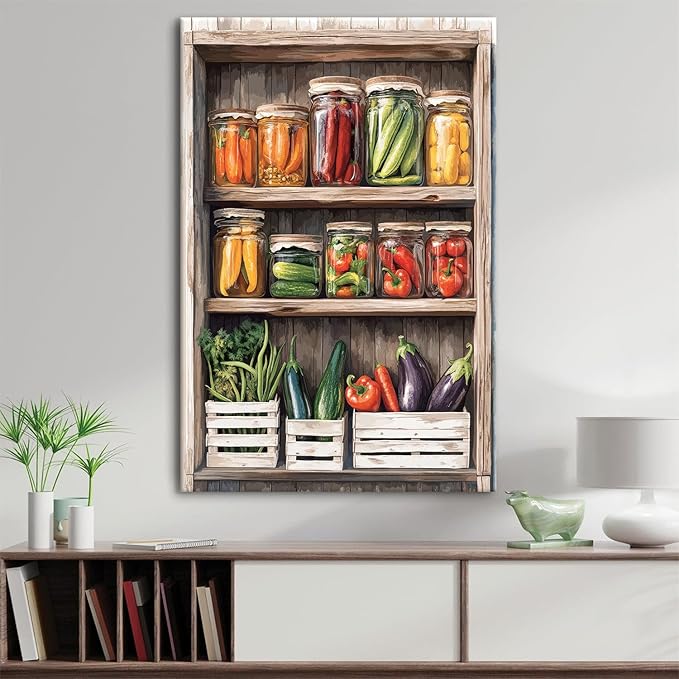 BL BORLINART Kitchen Canvas Wall Art Colorful Food Wall Decor for Dinner Room Decorations Farmhouse Vintage Herb Mason Jar Picture Prints Poster Abstract Spices Seasoning Painting Artwork Decor 24x36