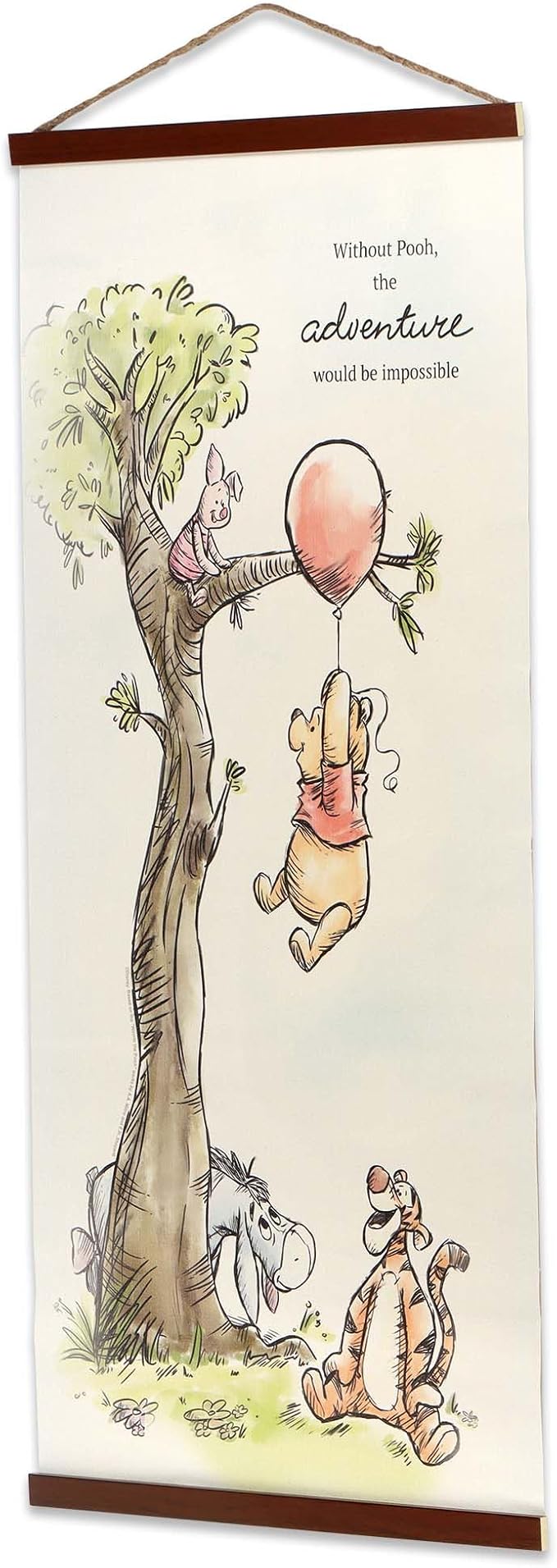 Open Road Brands Disney Winnie the Pooh Adventure Hanging Canvas Banner - Fun Pooh and Friends Wall Decor for Home