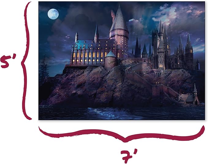 ConQuest Journals Harry Potter Hogwarts Castle at Night Backdrop Wall Banner, Large Photo Backdrop, Party Decoration, Wizarding World Room Decor, 5ft x 7ft (60'' x 84''), Officially Licensed