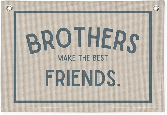 Brothers Make The Best Friends Banner, Boys Room Decor, Toddler Boy Room Decor, Linen Banner Wall Hanging Banner Flag Decor for Nursery Playroom 20x30