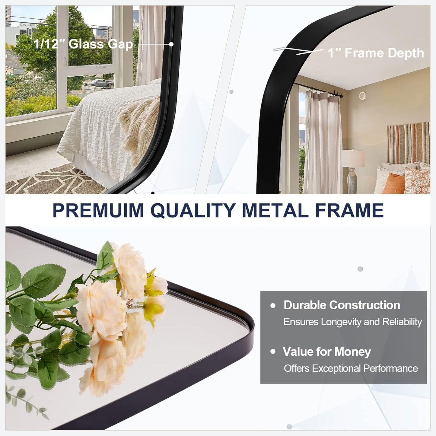 ANDY STAR Oval Bathroom Mirror, 24x32’’ Matte Black Metal Frame Oblong Mirror for Bathroom, Modern Black Oval Bathroom Mirror for Over Sink, Hangs Horizontal or Vertical