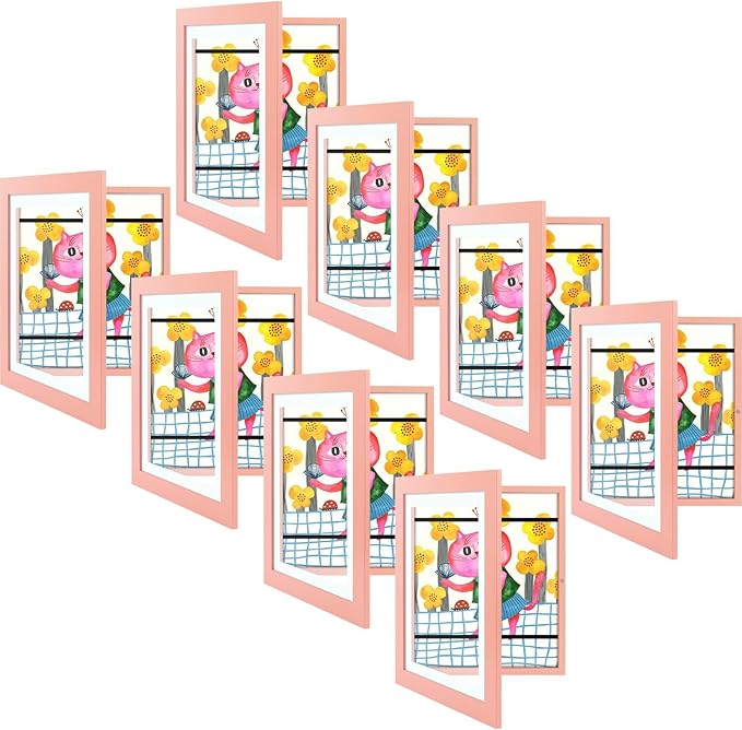Golden State Art, 10x12.5 Kids Art Frames, Front-Opening Picture Frame Great for Kids Drawings, Artworks, Children Art Projects, Schoolwork, Home or Office (Pink, Set of 8)