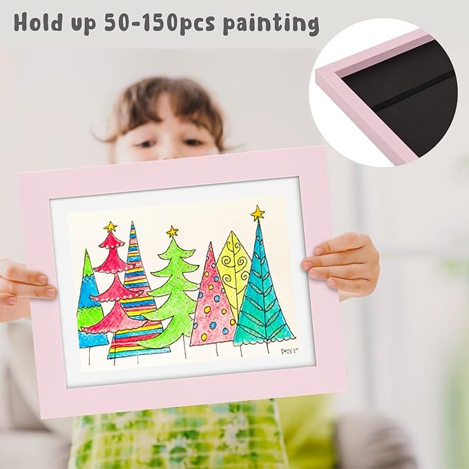 Golden State Art, 10x12.5 Kids Art Frames, Front-Opening Picture Frame Great for Kids Drawings, Artworks, Children Art Projects, Schoolwork, Home or Office (Light Pink, Set of 4)