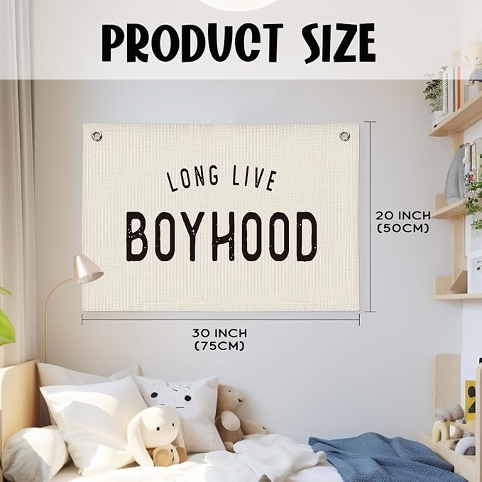 Vintage Linen Banner - Boys Room Decor for Toddler Boy Room Nursery Playroom