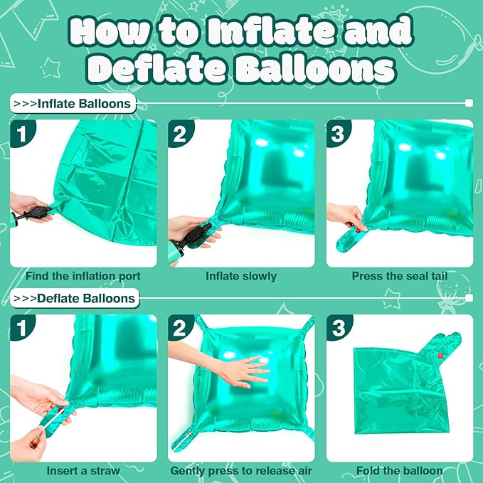 NISOCY 25PCS Teal Blue Square Foil Balloons Wall Backdrop Double Sided Teal Blue Balloon Tunnel Arch Kit for Birthday Baby Shower Wedding Graduation Anniversary Party Decorations