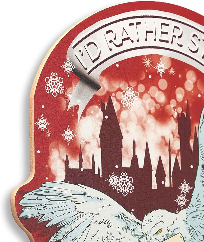 Harry Potter Stay at Hogwarts This Christmas Wood Wall Decor - Fun Harry Potter Christmas Decor for Home