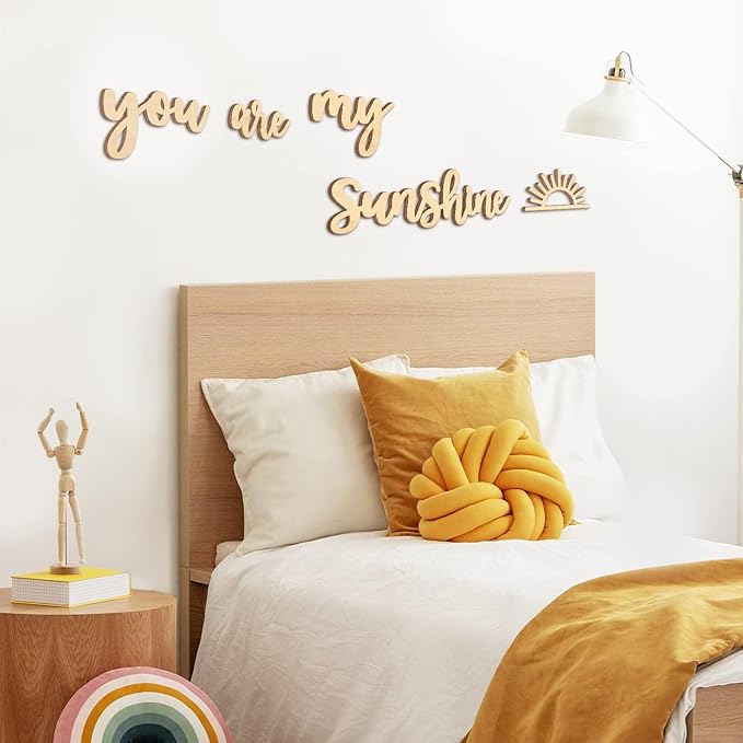 Xylolfsty You Are My Sunshine Wall Decor Boho Nursery Wall Art 5 Pieces Neutral Wooden Decoration for Boys and Girls Bedrooms Hang On Wall Sign for Playroom (Words Style)