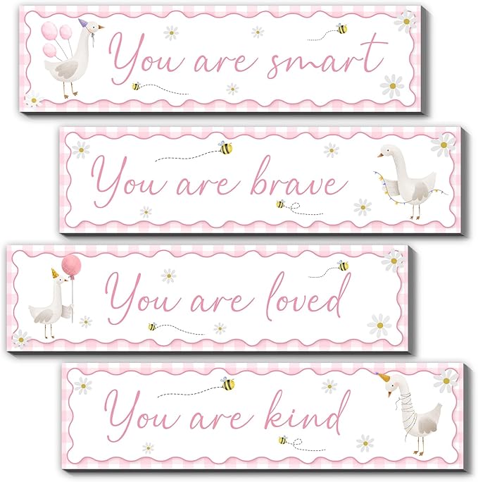 One Silly Goose Nursery Decor,Wooden Babies Items,4PCS Silly Goose Wall Decals Art,Perfect for Baby Room,Nursery,Kids Room,Unique Ideal for Baby Shower,Easy to Install