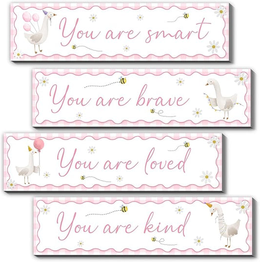 One Silly Goose Nursery Decor,Wooden Babies Items,4PCS Silly Goose Wall Decals Art,Perfect for Baby Room,Nursery,Kids Room,Unique Ideal for Baby Shower,Easy to Install