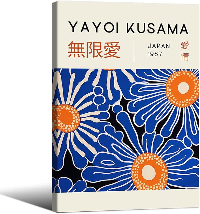 Yayoi Kusama Print Vintage Japanese Wall Art Abstract Yayoi Kusama Poster Minimalist Painting Art Exhibition Suitable for Japanese Bedroom,Living Room Office Decor 20x30in Framed