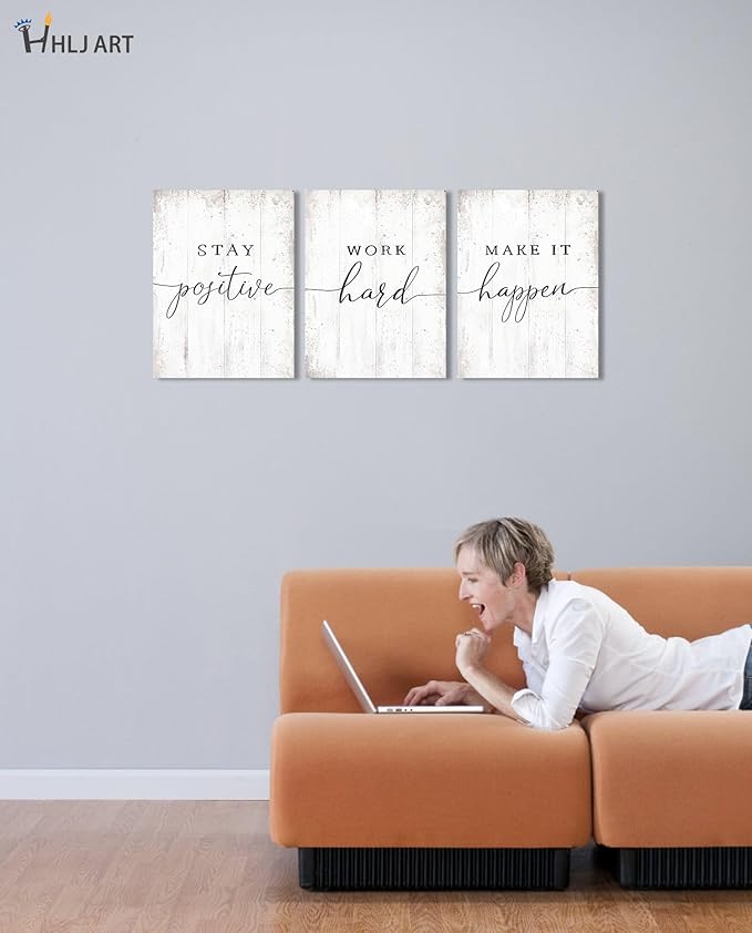 Inspirational Quotes Office Wall Art: Motivational Poster Positive Sayings Office Wall Decor, White Motivation Picture Inspirational Prints 6 Piece 12x16"