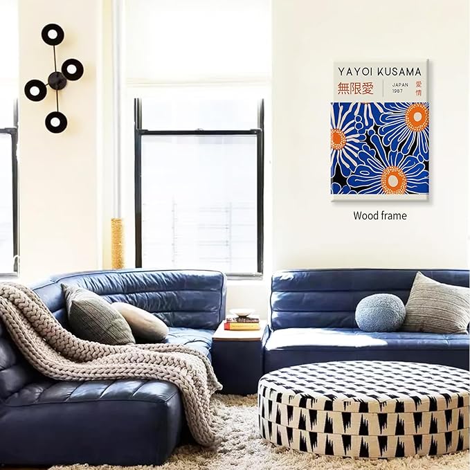 Yayoi Kusama Print Vintage Japanese Wall Art Abstract Yayoi Kusama Poster Minimalist Painting Art Exhibition Suitable for Japanese Bedroom,Living Room Office Decor 20x30in Framed