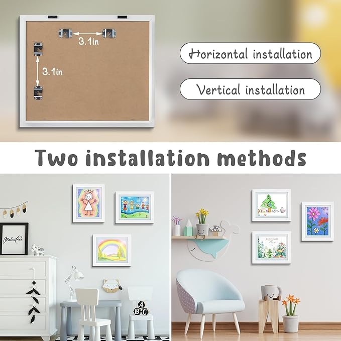 Golden State Art, 10x12.5 Kids Art Frames, Front-Opening Picture Frame Great for Kids Drawings, Artworks, Children Art Projects, Schoolwork, Home or Office (White, Set of 8)