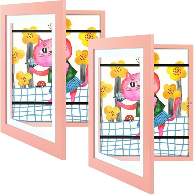 Golden State Art, 10x12.5 Kids Art Frames, Front-Opening Picture Frame Great for Kids Drawings, Artworks, Children Art Projects, Schoolwork, Home or Office (Pink Set of 2)