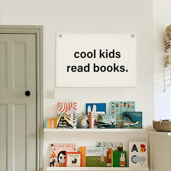 Lacama Cool Kids Read Books Banner, Reading Corner Decor for Classroom Flags Banners, Read Sign Wall Hanging Banner Flag Decor for Reading Nook,30x20 Inch