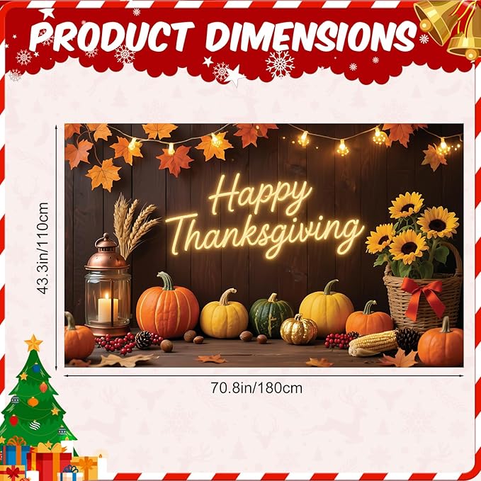 Happy thanksgiving Backdrop 71x43Inch Happy thanksgiving Banner Fall Party Theme Decorations Party Yard Sign