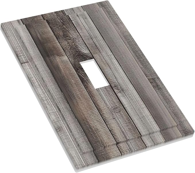 Decorative Light Switch Cover Vintage Brown Gray Wood Texture 1 Gang Single Toggle Device Electrical Faceplate Switchplates Decorator Outlet Wall Plate For Farmhouse Cabin Decor