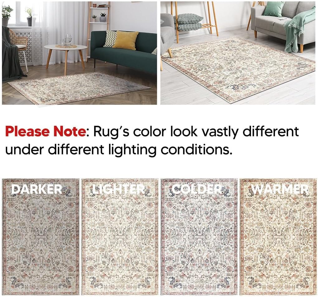 Keen Home Design 2x7 Rug - Machine Washable Runner Rug with Non-Slip Backing, Ideal for Hallway, Entryway, Kitchen, Laundry Room - Vintage, Easy Clean, Durable, Low Pile Rug - (2'6" x 7')