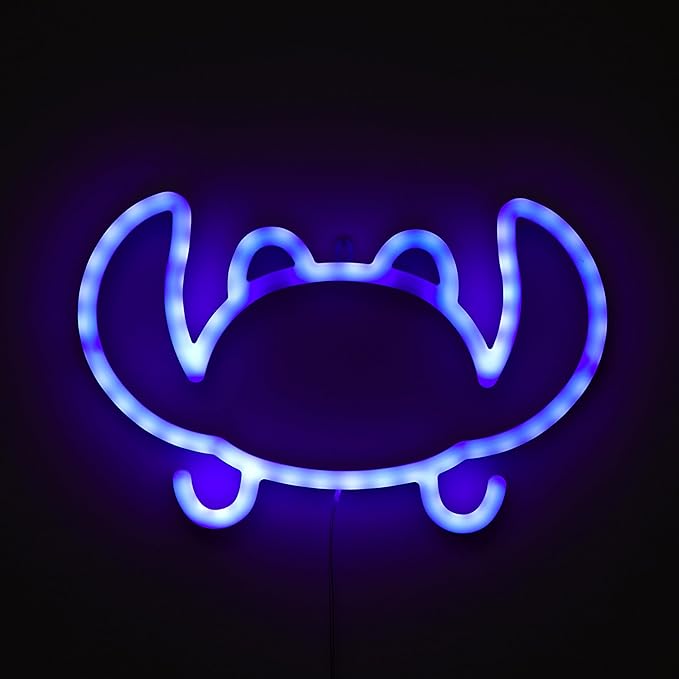 Disney Lilo and Stitch Angel Neon Lamp,LED Neon Light, Angel Outline Wall Décor, Soft Glow Decorative Lamp for Bedroom, Living Room, Desk or Gift