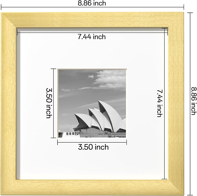 eletecpro 8x8 Picture Frames Set of 9 with Mat for 4x4 Photos or without Mat for 8x8, Square Gallery Wall Decor Collage for Picture Display, Gold Frame Set for Wall Hanging