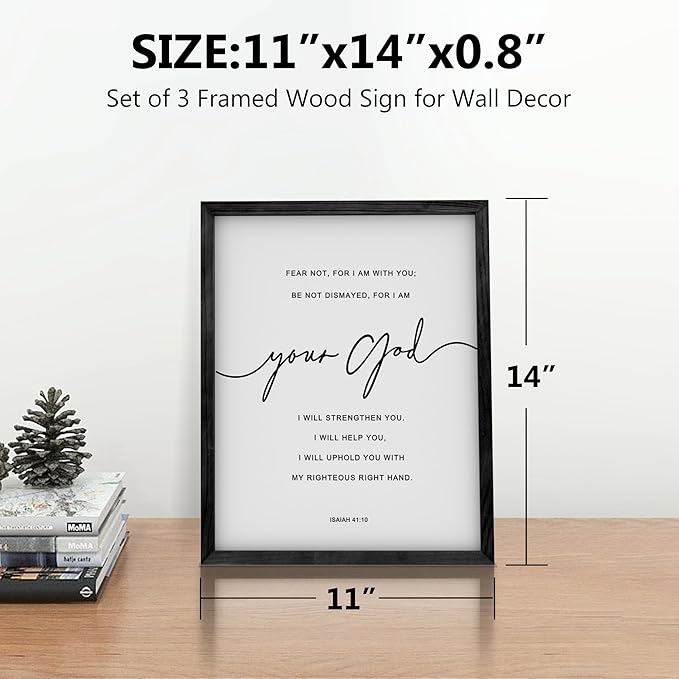 Heiple The Lord Your God Is Good Wall Decor 11"x14" Framed Wooden Wall Sign for Home Decor Farmhouse Vintage Rustic Living Room Minimalist Christian Wall Art (Black, 11”x14”)
