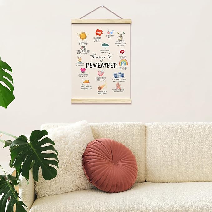 Thing to Remember Posters Hanger Frame for Therapy Office Mental Health Hanging Poster for Nursery Classroom Decor Wall Art Decor for Homeschool Bedroom Canvas Wall Art Print 16x12 Inches - YY056