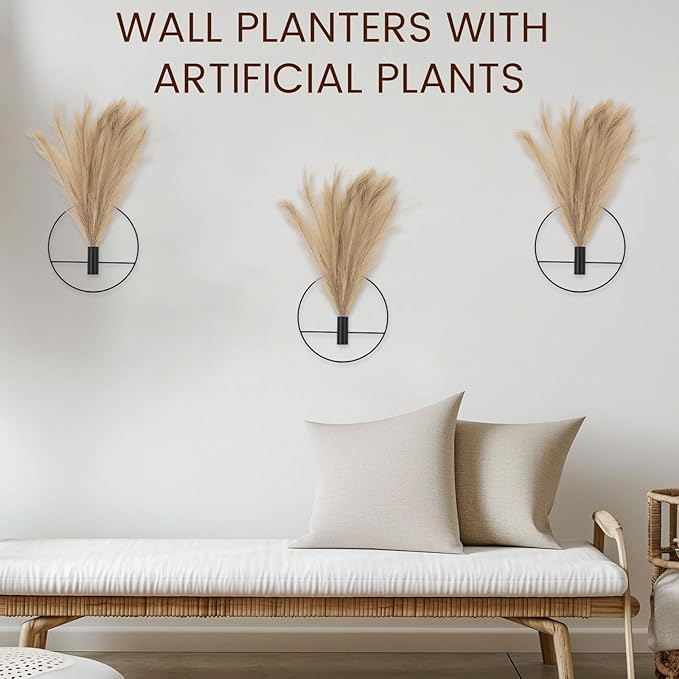 3 Pcs Wall Plants Artificial Decor,Boho Wall Decor,Home Office Living Room Wall Decor