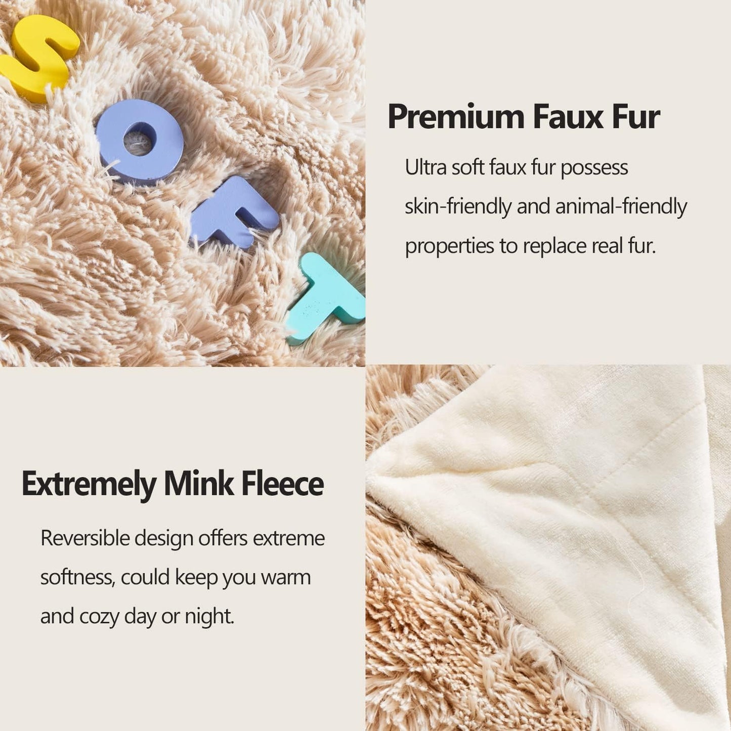GONAAP Fuzzy Faux Fur Throw Blanket Queen Size Tie-dye Beige Super Soft Cozy Plush Fuzzy Shaggy Blanket for Couch Sofa Bed (Tie-dye Beige, Queen(90"x90"))