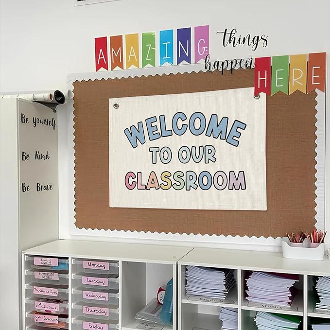 Boho Classroom Decor, Welcome Sign for Classroom-First Day of School Banner Teacher Gifts, Back To School Banner Wall Decor for Kindergarten Perschool Classroom Must Haves 20x30