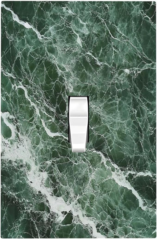 Decorative Light Switch Cover Forest Marble Dark Green With White Vein 1 Gang Single Toggle Device Electrical Faceplate Switchplates Decorator Outlet Wall Plate For Bathroom Kitchen Decor