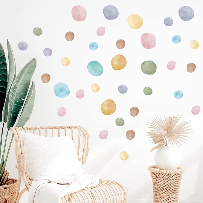 Epakh 296 Pcs Polka Dots Wall Decal Boho Rainbow Kids Playroom Wall Decor Gifts, Colorful Nursery Room Bedroom Classroom Watercolor Decal Art, Peel and Stick Modern Decor Sticker(Fresh Colors)