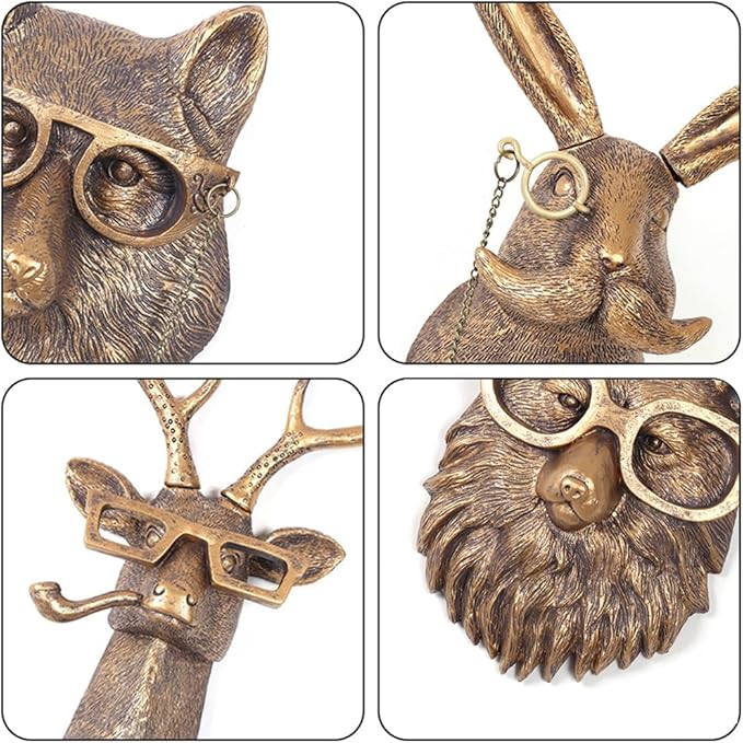 Joogour Head Wall Mount Decor,Resin Animal Sculptures，Art Deco Wall Hanging Decoration for Living Room Bedroom Officeroom Gift (Fox)