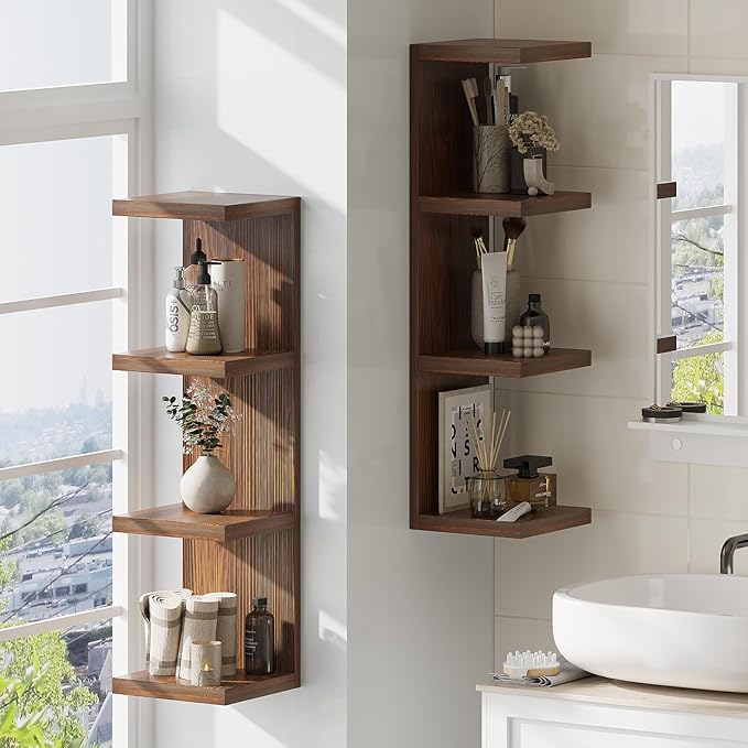 Lack Wall Shelf,Display Floating Shelf (Solid Wood, 4 Tier)