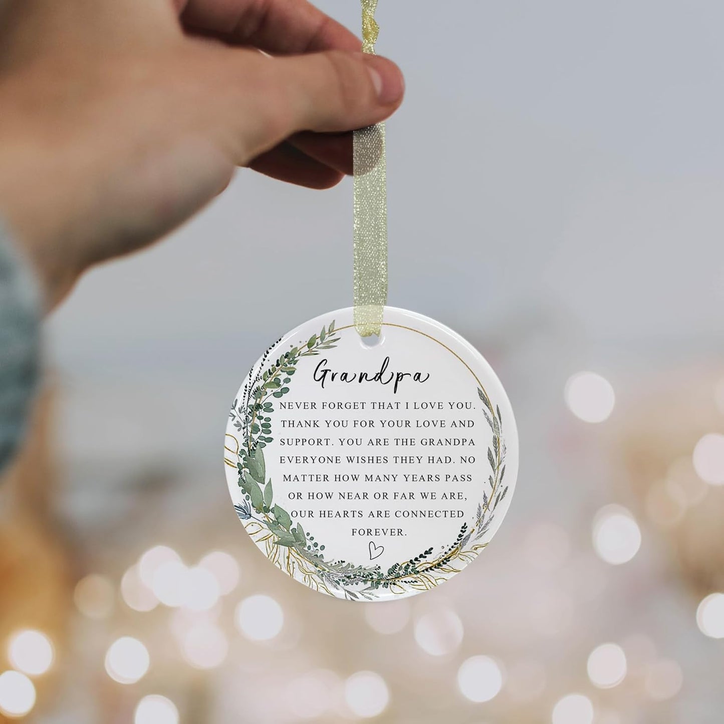 Grandpa Ornaments 2025 Grandpa Xmas Christmas Ornament Forever Ornament Best Ever Gift Double-Sided Printing Ceramic (2.9"