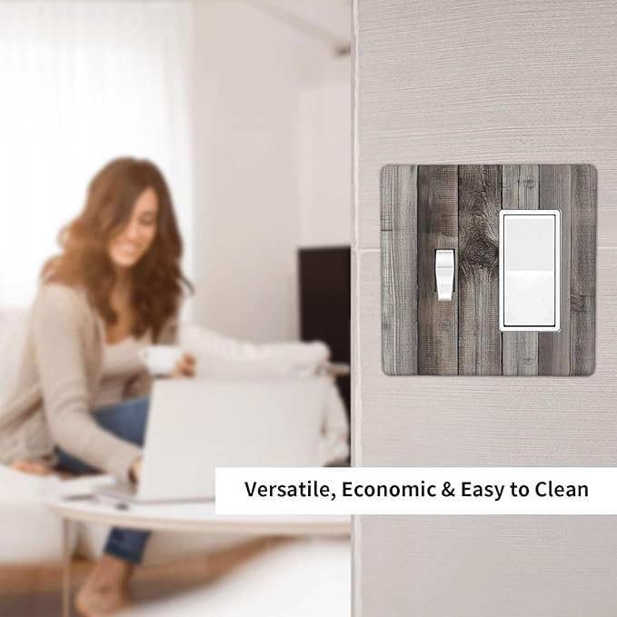 Outlet Covers Vintage Brown Gray Wood Texture 1 Toggle 1 Rocker Combination Decorative Wall Plate Electrical Switch Plates Light Switch Cover Plate For Farmhouse Cabin Decor