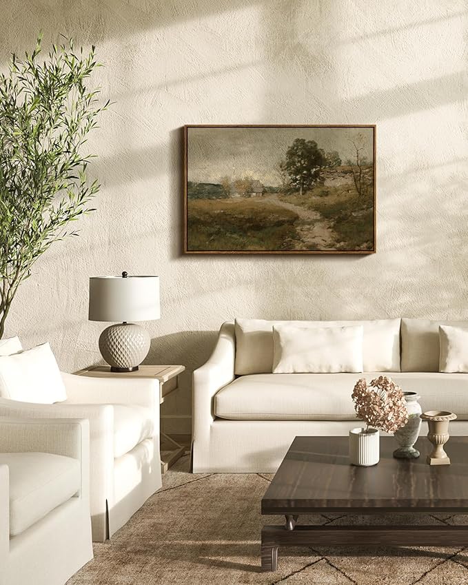 InSimSea Framed Canvas Wall Art Vintage Decor, Vintage Countryside Landscape Farmhouse Decor, Large Wall Art for Living Room Decorations, French Country Home Decor Wall Prints, 20"x30"