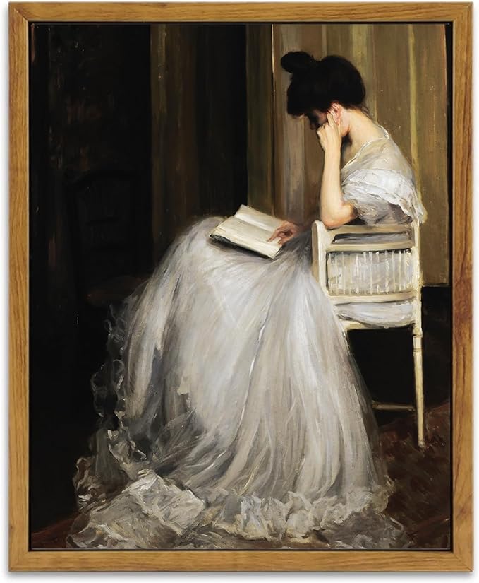KBKBART Vintage Wall Art, Framed Canvas Art Mid-Century Lady Classical Women Painting, European Portrait for Bedroom Bathroom Decor (8"x10")