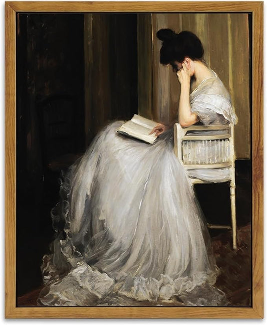 KBKBART Vintage Wall Art, Framed Canvas Art Mid-Century Lady Classical Women Painting, European Portrait for Bedroom Bathroom Decor (8"x10")