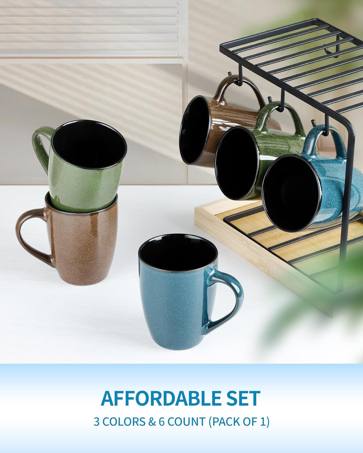 Ceramic Mugs 12oz,Large Ceramic Coffee Cups for Men, Women, Dad, Mom, Modern Coffee Mugs With Handle For Tea,Latte,Cappuccino,Cocoa. (Brown 1 Pack)