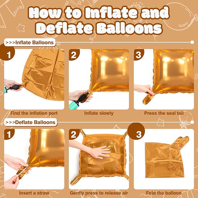 NISOCY Thanksgiving Fall Balloons 25PCS Brown Square Foil Balloons Wall Backdrop Double Sided Balloon Tunnel Arch Kit for Birthday Baby Bridal Shower Wedding Graduation Anniversary Party Decorations