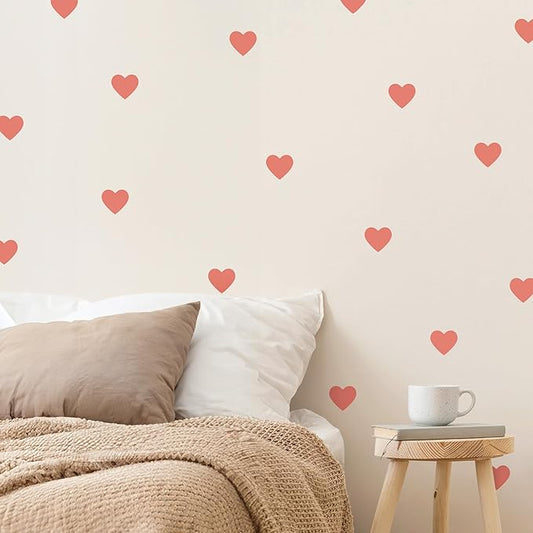 Red Hearts - Easy-to-Apply & Removable Wall Stickers: Transform Your Toddlers Bedroom with Durable, Vibrant Peel-and-Stick Wall Decor – Stickers for Kids