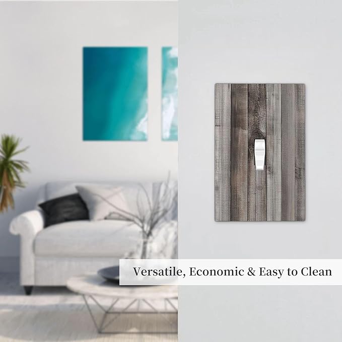 Decorative Light Switch Cover Vintage Brown Gray Wood Texture 1 Gang Single Toggle Device Electrical Faceplate Switchplates Decorator Outlet Wall Plate For Farmhouse Cabin Decor