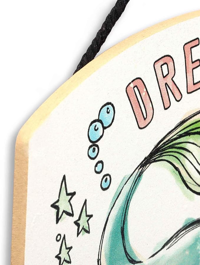 Disney The Little Mermaid Ariel Dreaming in Waves Hanging Wood Wall Decor - Fun Ariel Sign for Bedroom or Play Room